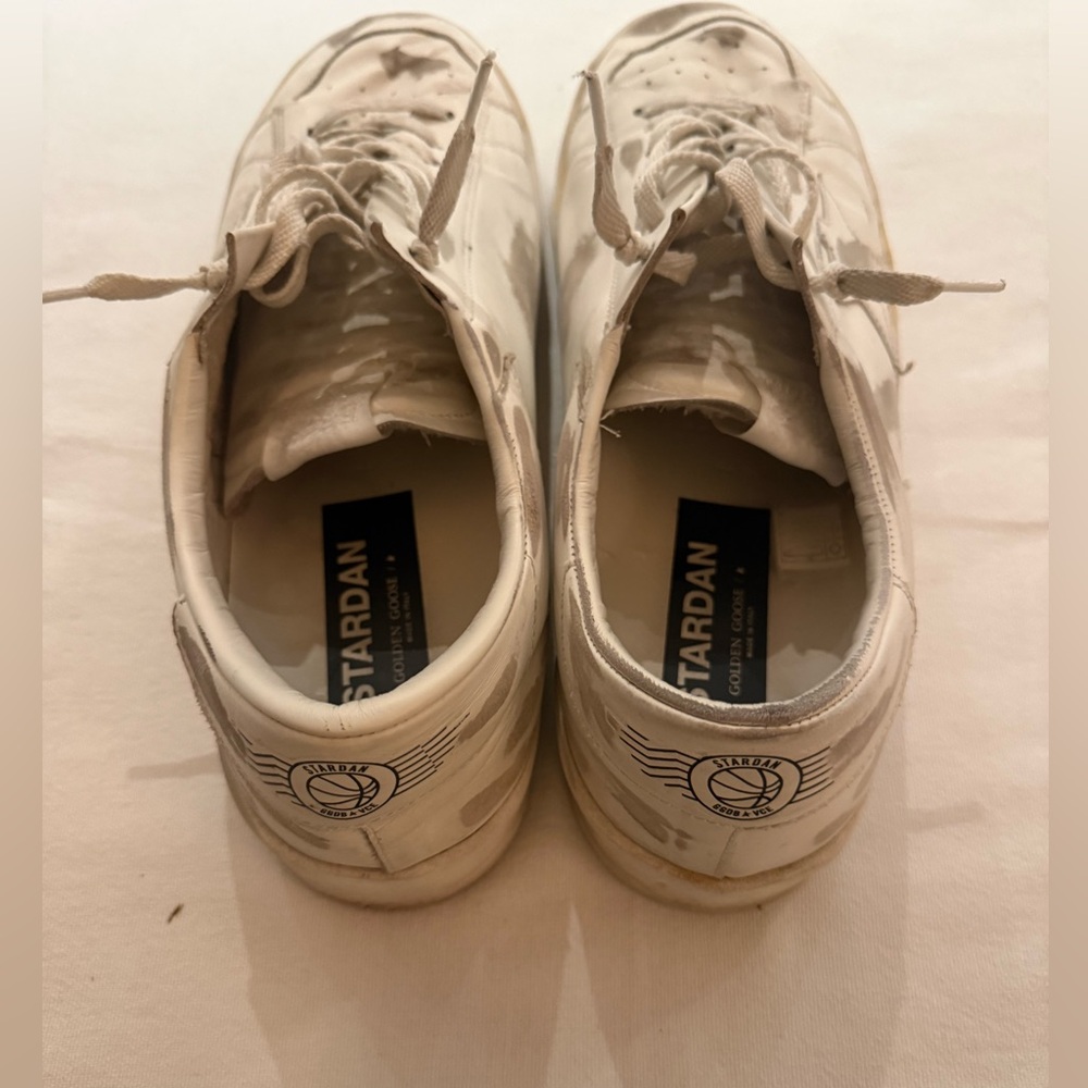 Golden Goose Men’s Stardan Low-Top Sneakers (White on White) - Men’s 13US/46EU - Picture 9 of 16